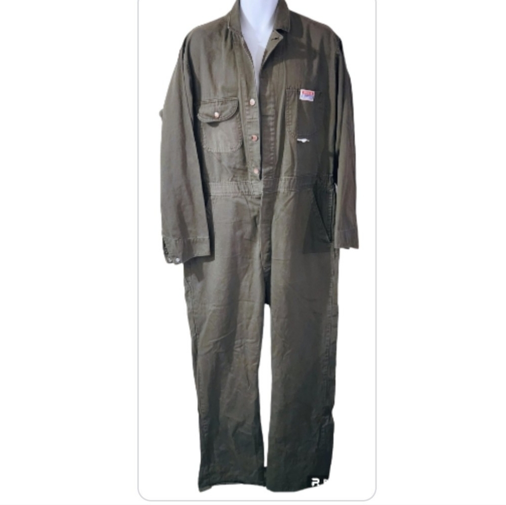 Men's Olive Green Utility Coverall Jumpsuit